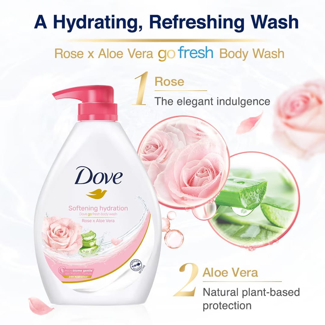شامپو بدن داو مدل GO FRESH عصاره رز و آلوئه‌ورا